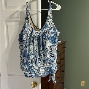 Swimsuits For All Blue and White Paisley Swim Camisole